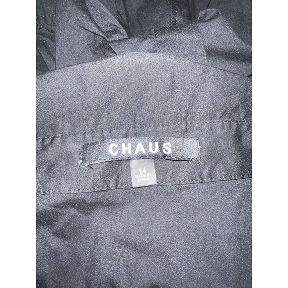Chaus Womens Black Button-Up Shirt Jacket/Belted Waist & Roll-Up Sleeves size M - Picture 7 of 12